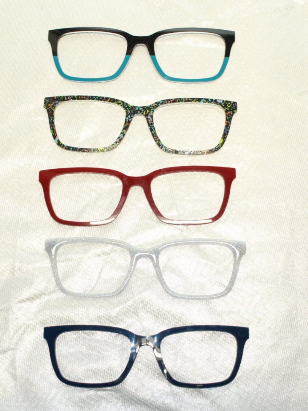Pair Eyewear Set of 5 Multicolor LARKIN Frame Toppers Blue Red Aqua Sparkle Dots